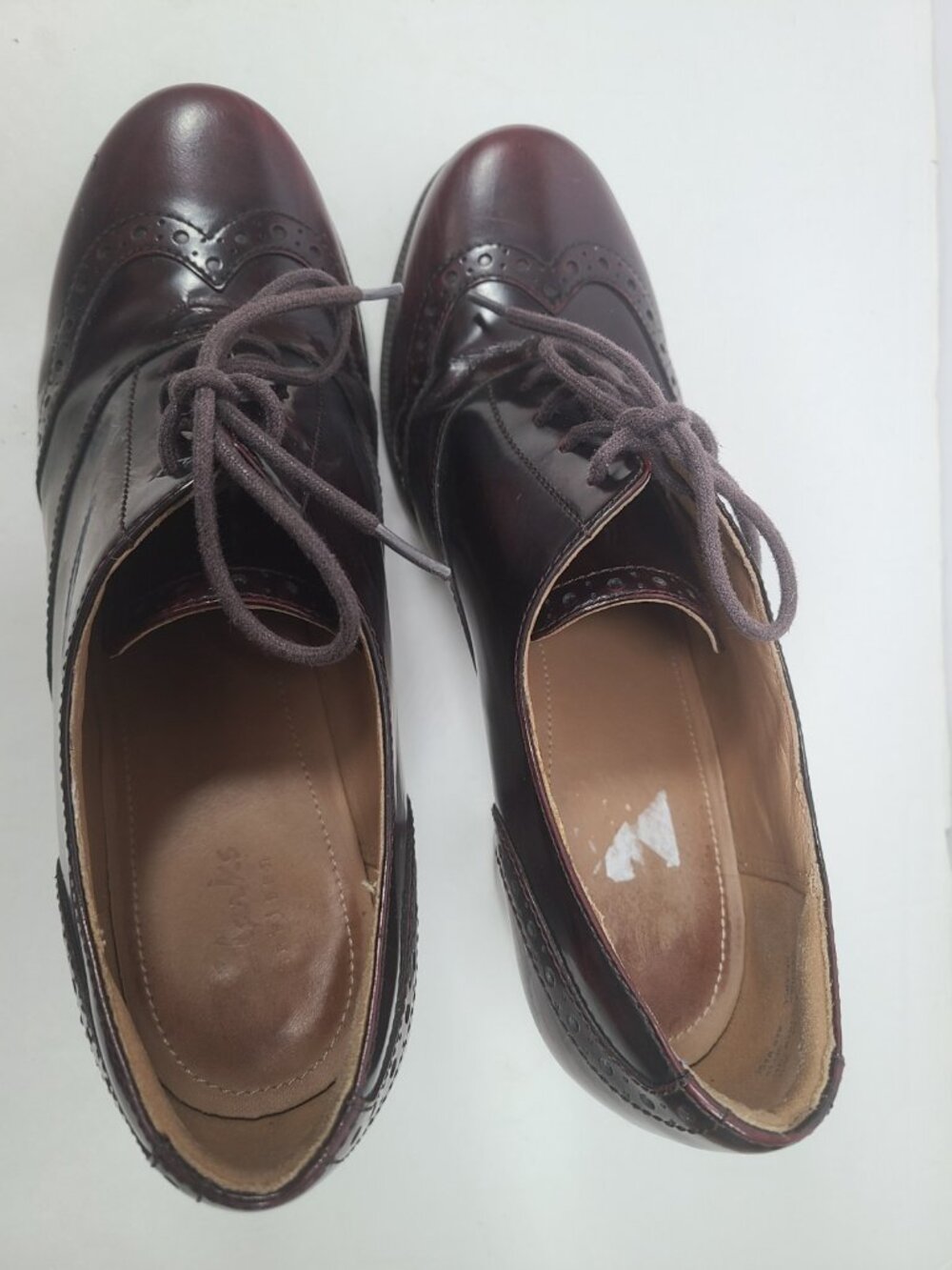 Clarks Artisan Ciera Pier Burgundy Brogue Heels  Brine Oxblood US 8 Wingtip - Picture 6 of 9